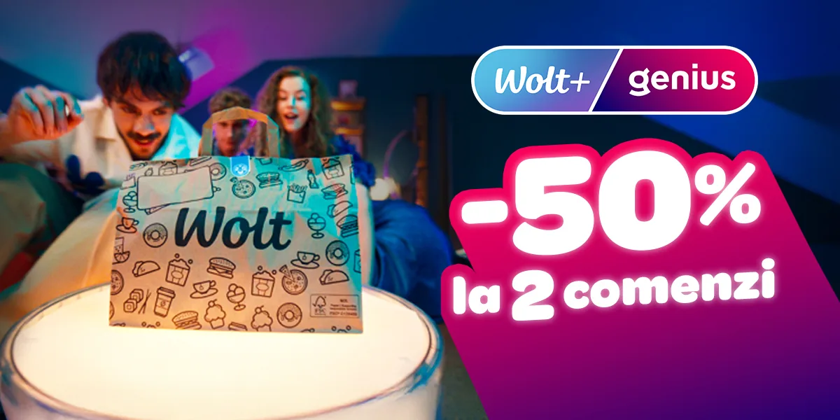 Cod reducere Wolt: -50% la 2 comenzi în Martie 2026